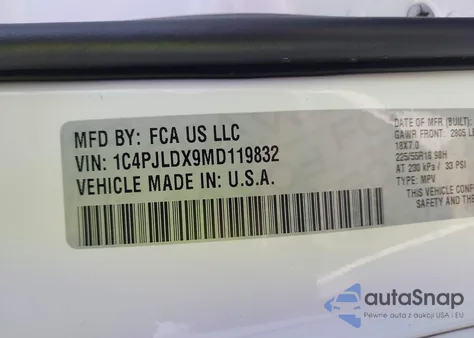 2021 Jeep Cherokee Limited Fwd z USA, uszkodzony, nr VIN 1C4PJLDX9MD119832